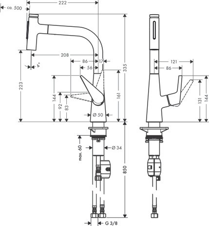 Hansgrohe Spültischmischer 220 Talis Select M51 Ausziehbrause 2jet chrom