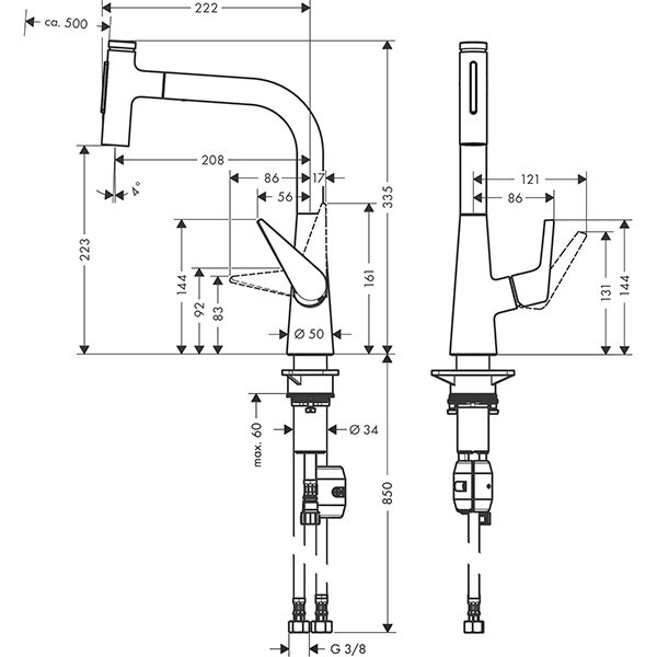 Hansgrohe Spültischmischer 220 Talis Select M51 Ausziehbrause 2jet chrom