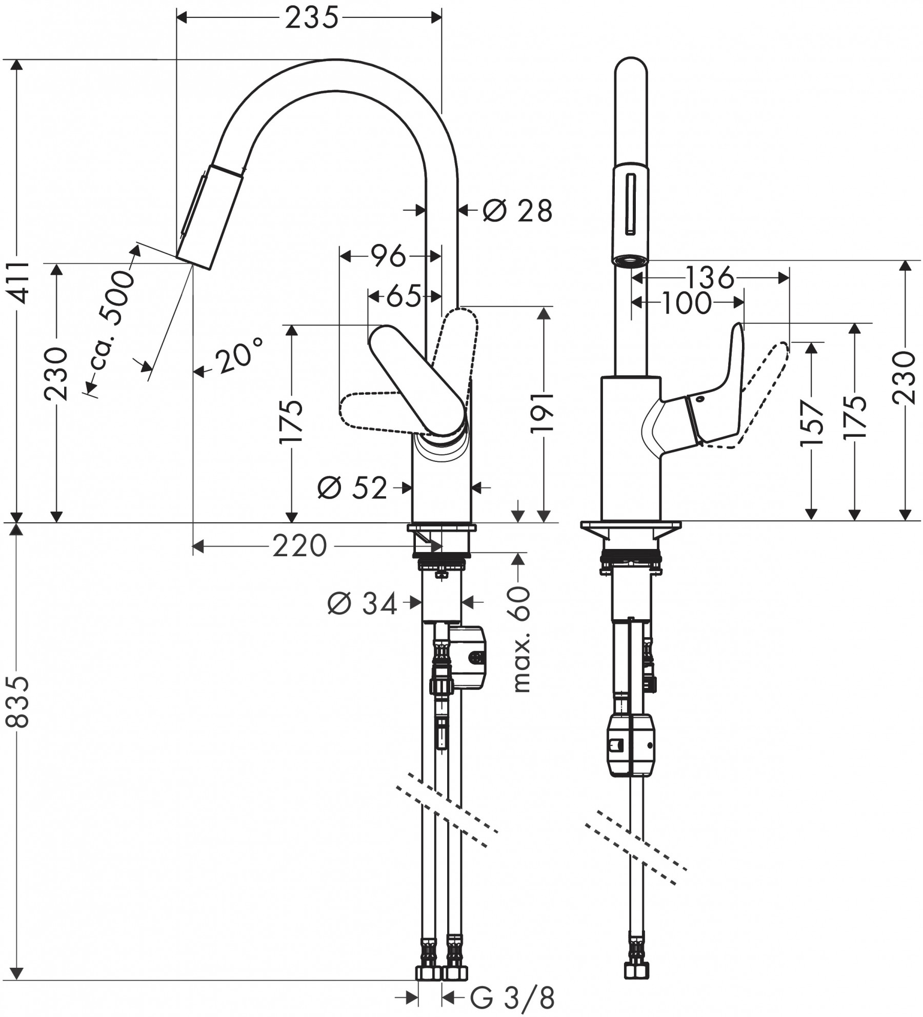 Hansgrohe Spültischmischer 240 Focus mattschwarz mit Ausziehbrause