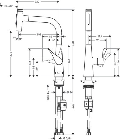 Hansgrohe Spültischmischer 240 Metris Select M71 Ausziehbrause 2jet chrom