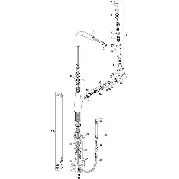 Hansgrohe Spültischmischer 240 Metris Select M71 Ausziehbrause 2jet chrom