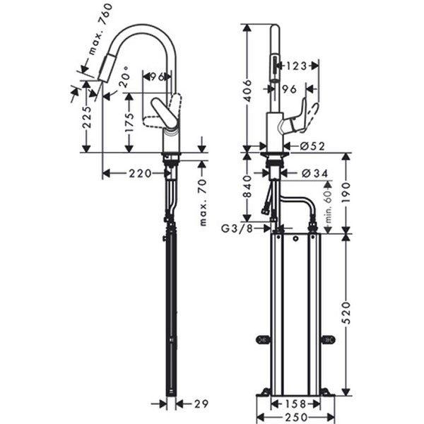 Hansgrohe Spültischmischer 240 mit sBox Ausziehbr.M4116-H240ST edelstahl-optik