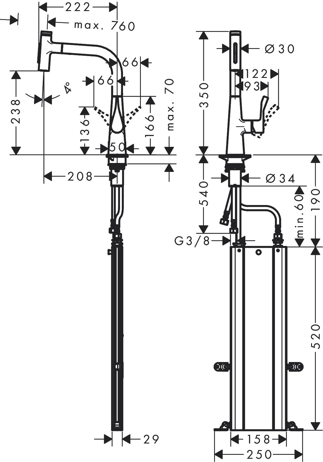Hansgrohe Spültischmischer 240 Select 2jet sBox Ausziehbrause M7117-H240 edelstahl-optik