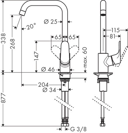 Hansgrohe Spültischmischer 260 Focus M41 1jet mattschwarz