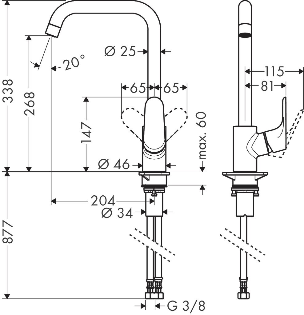 Hansgrohe Spültischmischer 260 Focus M41 Eco 1jet chrom