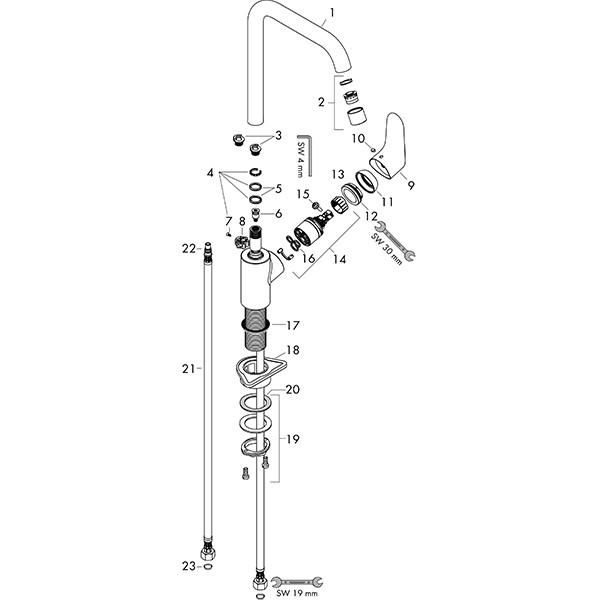 Hansgrohe Spültischmischer 260 Focus M41 Eco 1jet chrom