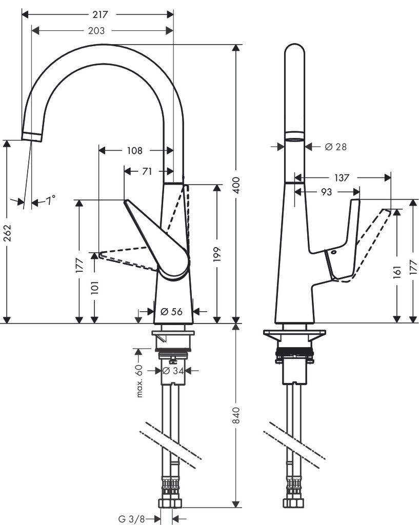 Hansgrohe Spültischmischer 260 Talis M51 Eco 1jet chrom