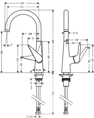 Hansgrohe Spültischmischer 260 Talis M51 Eco 1jet edelstahl-optik