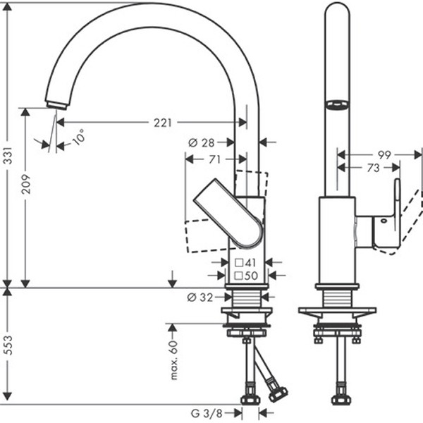 Hansgrohe Spültischmischer 260 Vernis Shape M35 1jet mattschwarz