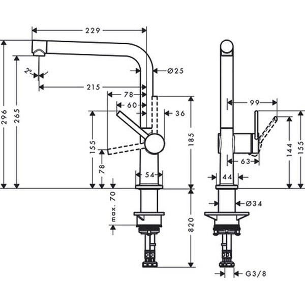 Hansgrohe Spültischmischer 270 Talis M54 1jet mattschwarz
