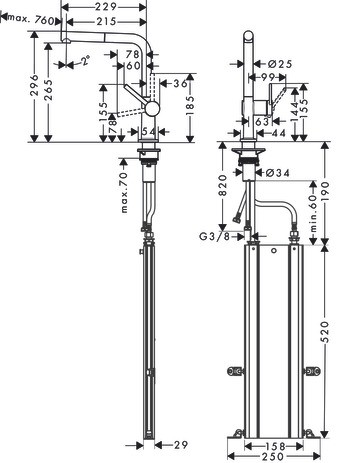 Hansgrohe Spültischmischer 270 Talis M54 Ausziehauslauf 1jet sBox mattschwarz