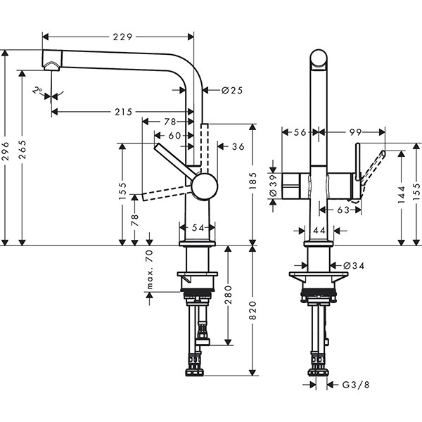 Hansgrohe Spültischmischer 270 Talis M54 Geräteabsperrv.1j edelstahl-optik