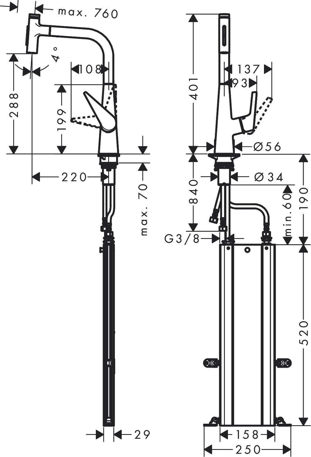 Hansgrohe Spültischmischer 300 Select 2jet sBox Ausziehbrause M5117-H300 edelstahl-optik