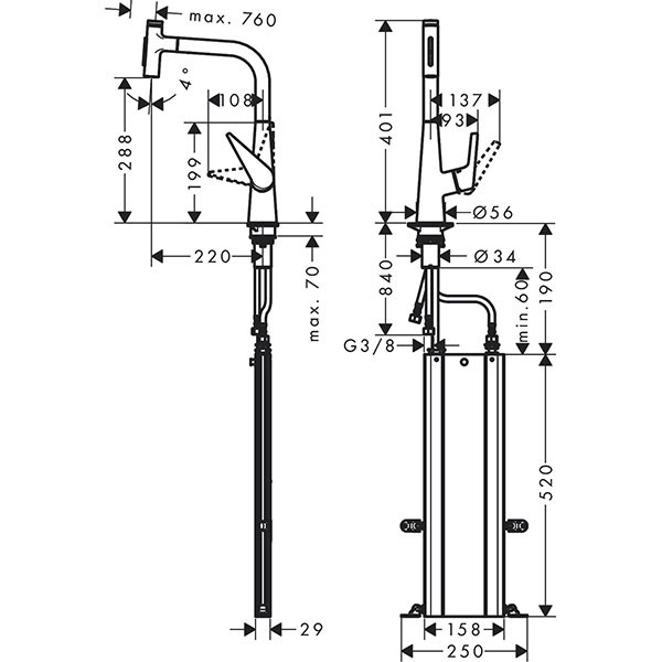 Hansgrohe Spültischmischer 300 Select 2jet sBox Ausziehbrause M5117-H300 edelstahl-optik
