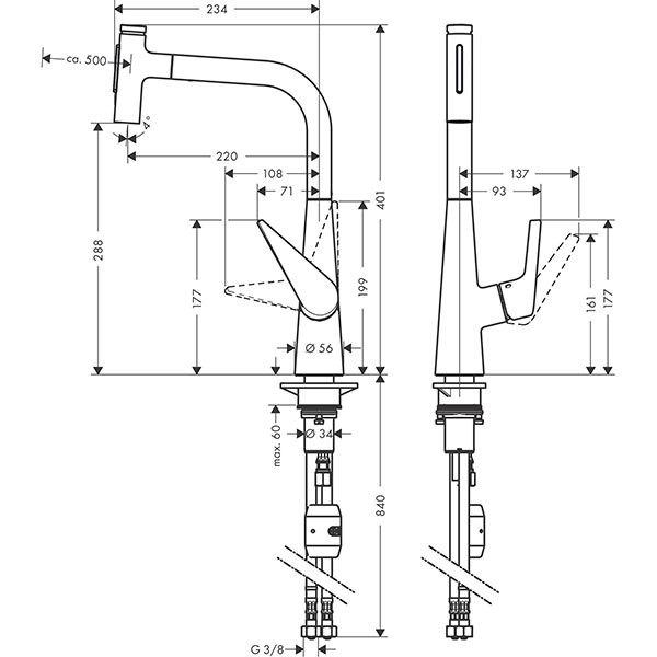 Hansgrohe Spültischmischer 300 Talis Select M51 Ausziehbrause 2jet chrom