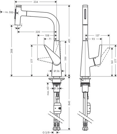 Hansgrohe Spültischmischer 300 Talis Select M51 Ausziehbrause 2jet edelstahl-optik