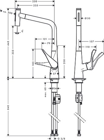 Hansgrohe Spültischmischer 320 Metris Select M71 Ausziehbrause 2jet chrom