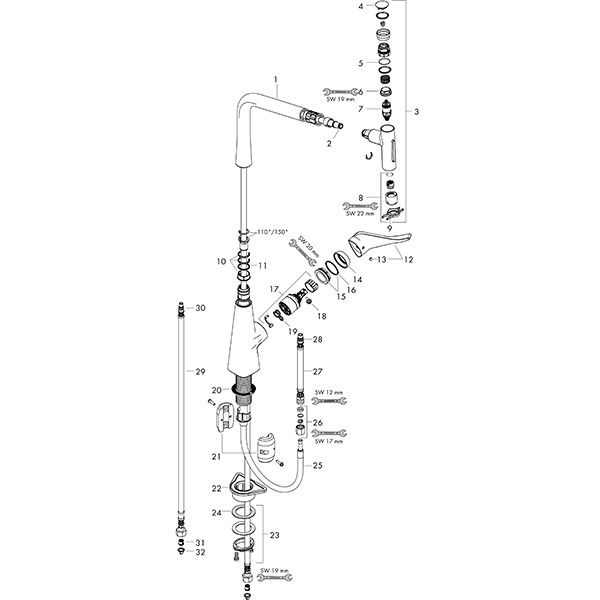 Hansgrohe Spültischmischer 320 Metris Select M71 Ausziehbrause 2jet chrom