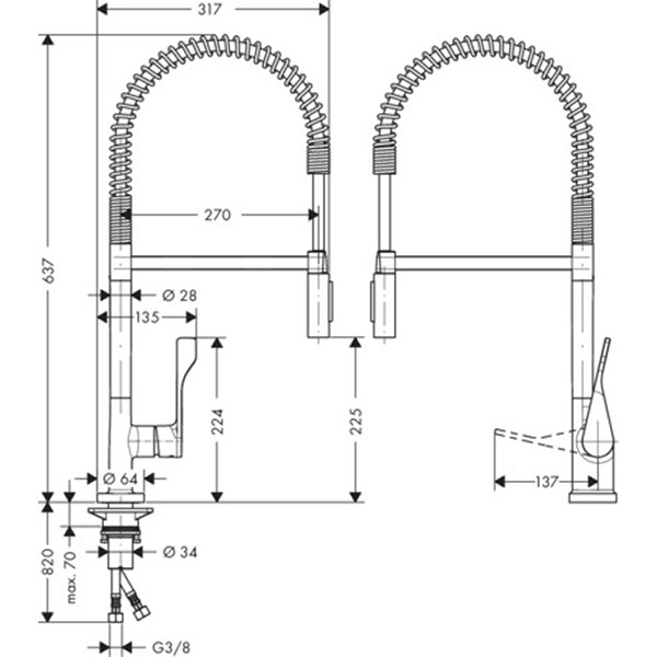 Hansgrohe Spültischmischer AXOR Citterio Semi-Pro steel optik