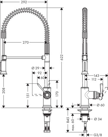 Hansgrohe Spültischmischer Axor Montreux Semi-Pro edelstahl-optik
