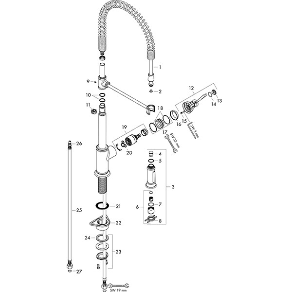 Hansgrohe Spültischmischer Axor Montreux Semi-Pro edelstahl-optik