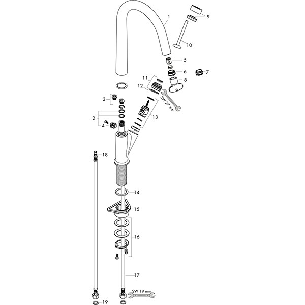 Hansgrohe Spültischmischer Axor Starck chrom mit schwenkbarem Auslauf