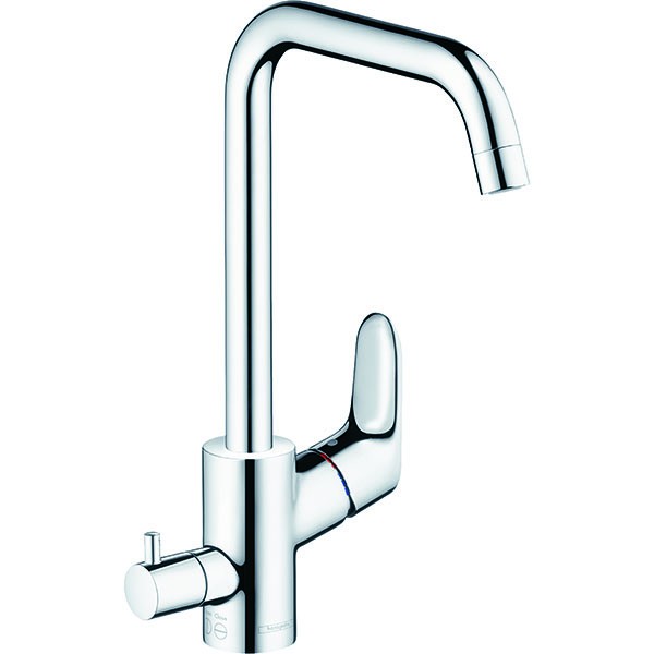 Hansgrohe Spültischmischer Focus chrom hoher Schwenkauslauf und Geräteabsperrventil