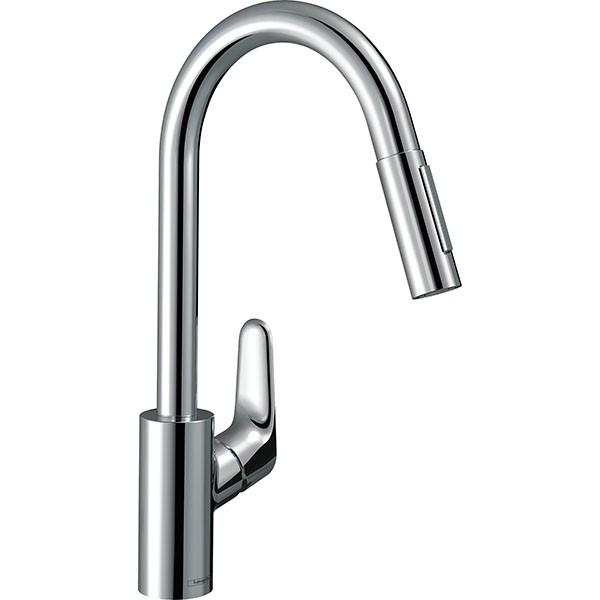 HG Spültischmischer Focus chrom mit Ausziehbrause