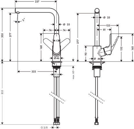 Hansgrohe Spültischmischer 280 Focus M41 1jet chrom