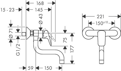 HG Spültischmischer Logis Schwenkauslauf chrom Wandmodell