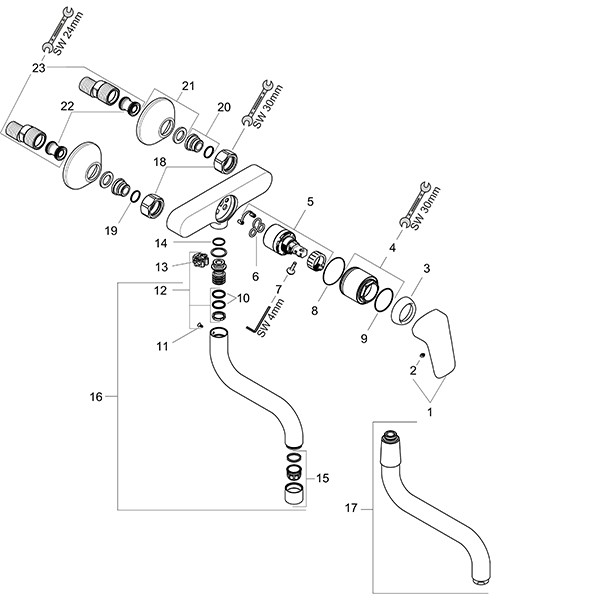 HG Spültischmischer Logis Schwenkauslauf chrom Wandmodell
