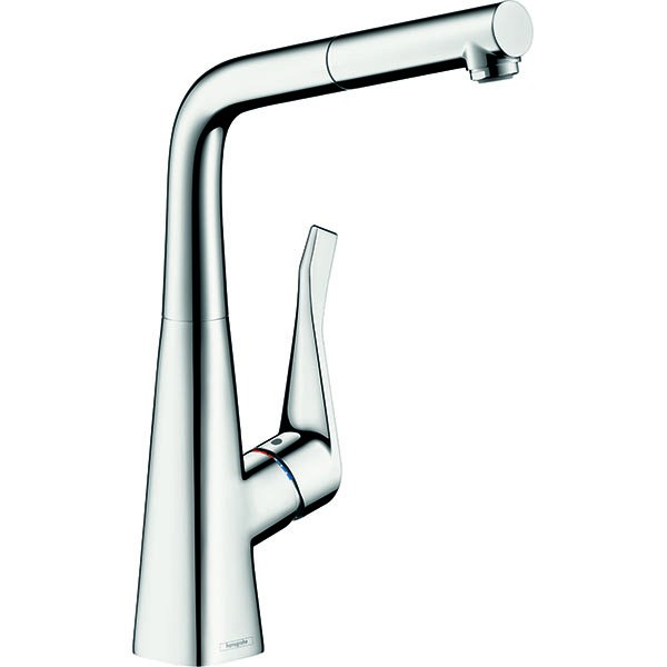 Hansgrohe Spültischmischer Metris chrom mit Ausziehauslauf