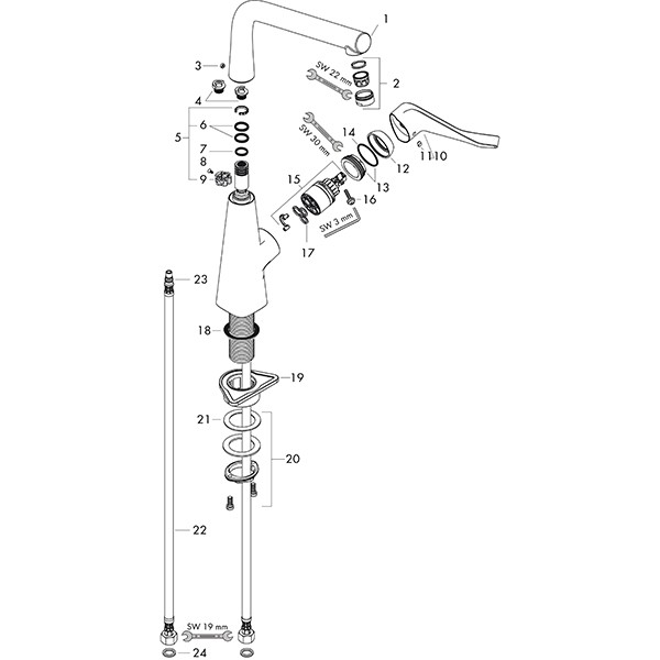 Hansgrohe Spültischmischer Metris Schwenkauslauf chrom