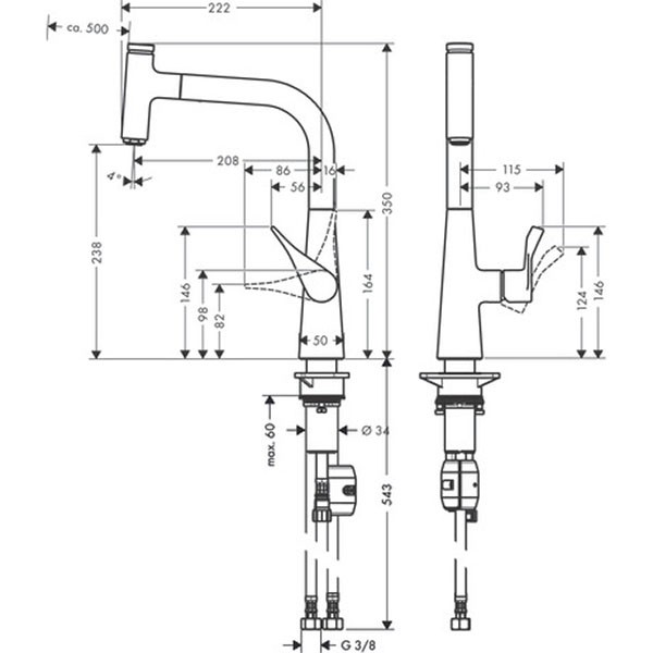 Hansgrohe Spültischmischer Metris Select 240 chrom mit Ausziehauslauf