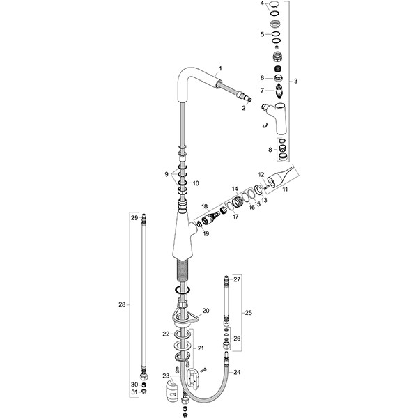 Hansgrohe Spültischmischer Metris Select 240 chrom mit Ausziehauslauf