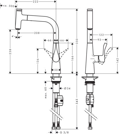 Hansgrohe Spültischmischer Metris Select 240 chrom mit Ausziehauslauf