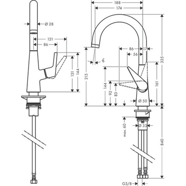 Hansgrohe Spültischmischer Talis S 220 Schwenkauslauf chrom