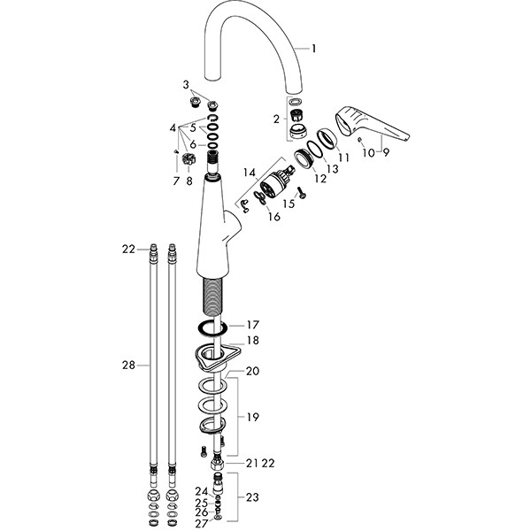 Hansgrohe Spültischmischer Talis S 260 Schwenkauslauf chrom Niederdruck
