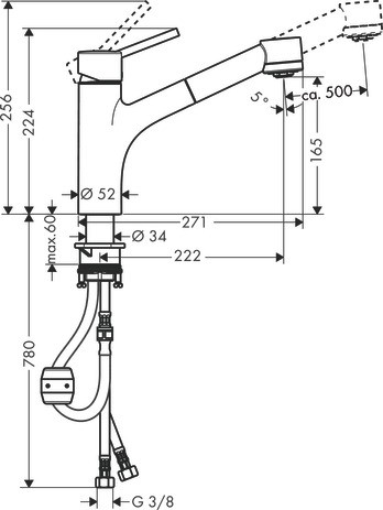 Hansgrohe Spültischmischer 170 Talis M52 Ausziehbrause 2jet chrom