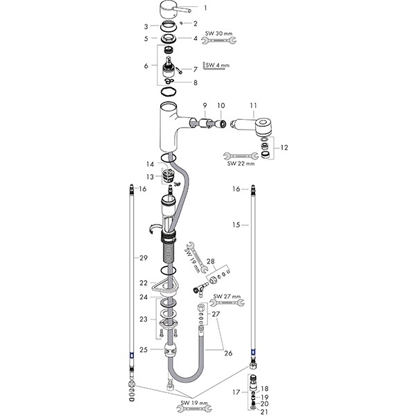 Hansgrohe Spültischmischer 170 Talis M52 Niederdruck Ausziehbrause 2jet chrom