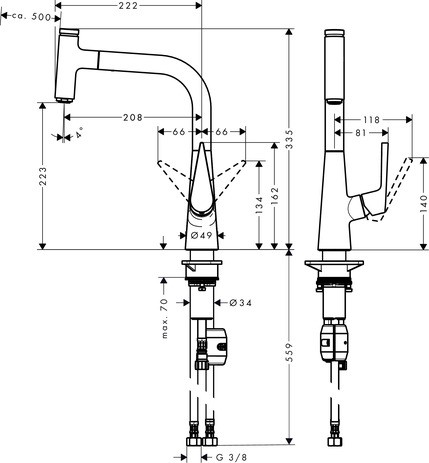 Hansgrohe Spültischmischer Talis Select S 220 edelstahl-optik mit Ausziehauslauf