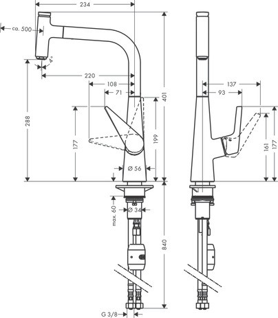 Hansgrohe Spültischmischer Talis Select S 300 chrom mit Ausziehauslauf