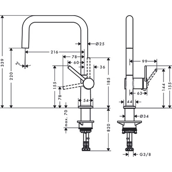 Hansgrohe Spültischmischer U 220 Talis M54 1jet mattschwarz