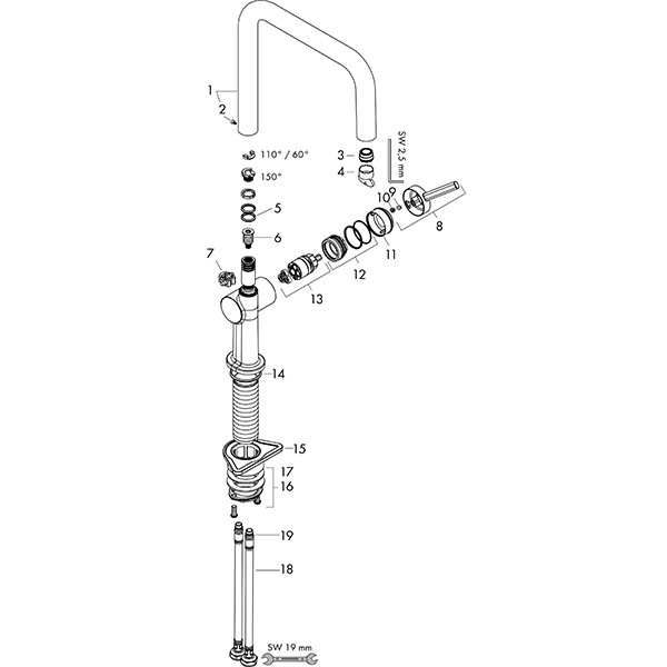 Hansgrohe Spültischmischer U 220 Talis M54 Eco 1jet chrom