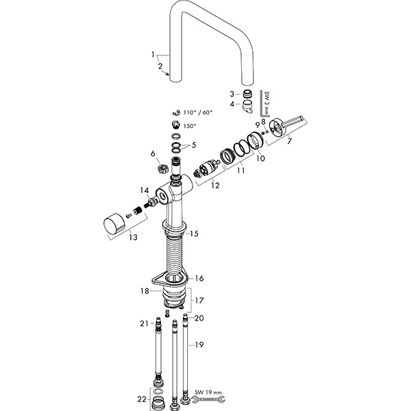 Hansgrohe Spültischmischer U 220 Talis M54 Geräteabsperrv.1jet mattschwarz