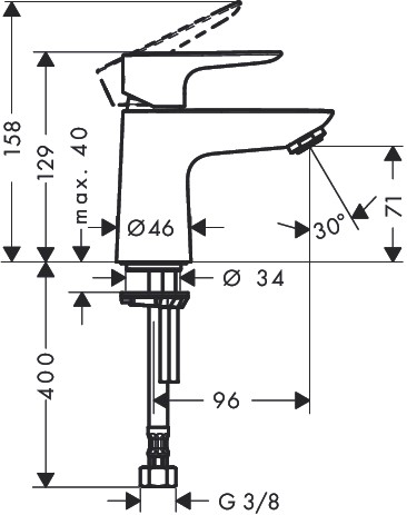Hansgrohe Standventil 80 Talis E chrom ohne Ablaufgarnitur
