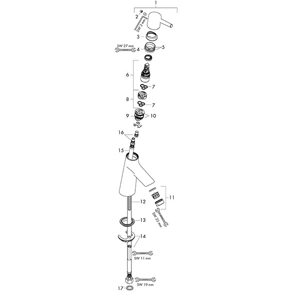 Hansgrohe Standventil 80 Talis S chrom ohne Ablaufgarnitur
