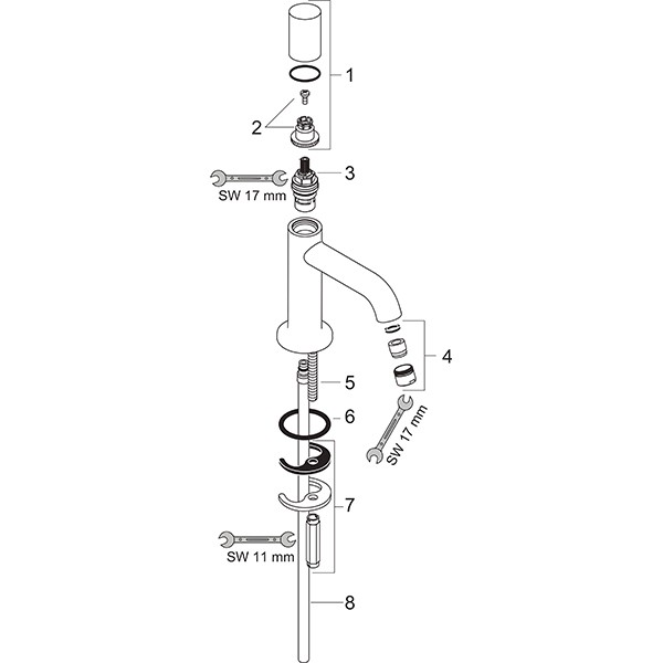 Hansgrohe Standventil AXOR Uno chrom für Waschtisch