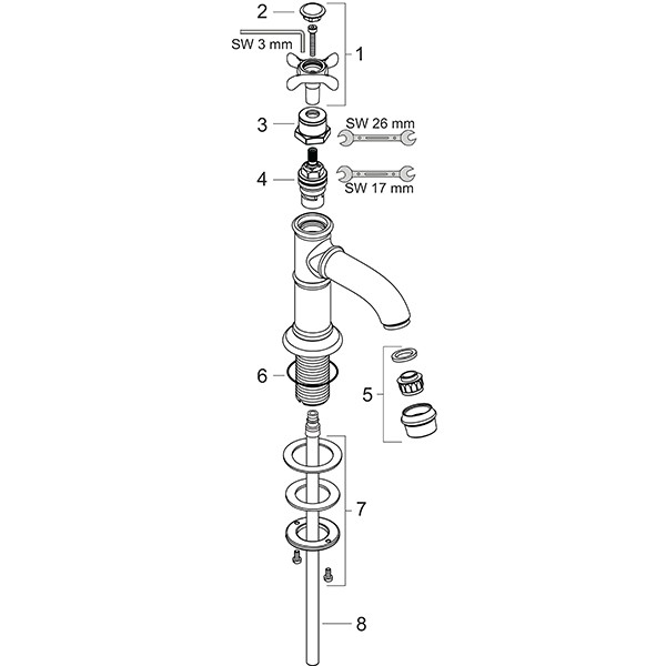 HG Standventil kurz Axor Montreux für Waschtisch chrom