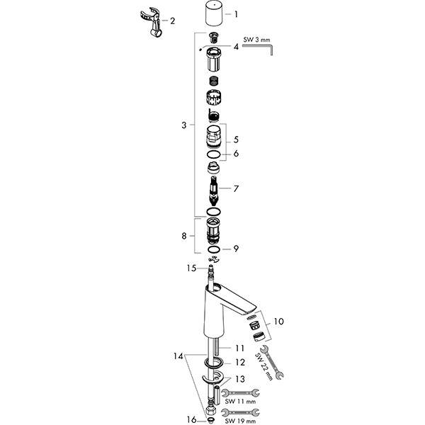 Hansgrohe Standventil Selbstschluss Talis E ohne Ablaufgarnitur chrom